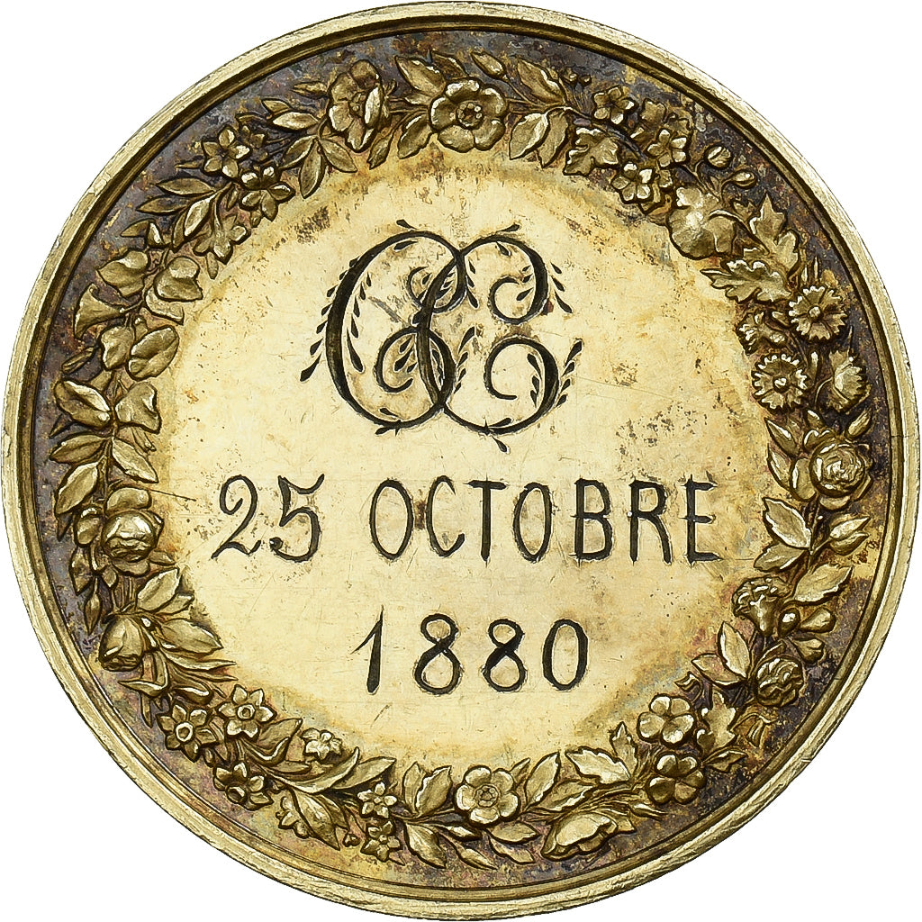 Francia, medaglia, Wedding medal, 1880, Vermeil, Depaulis, SPL-