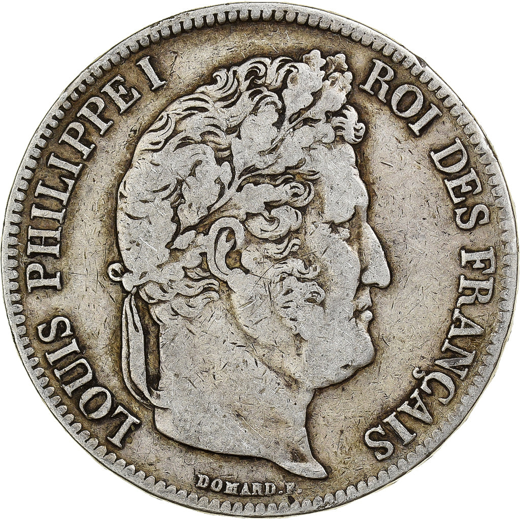 Francja, 5 Francs, Louis-Philippe, 1837, Marseille, Srebro, VF(30-35)