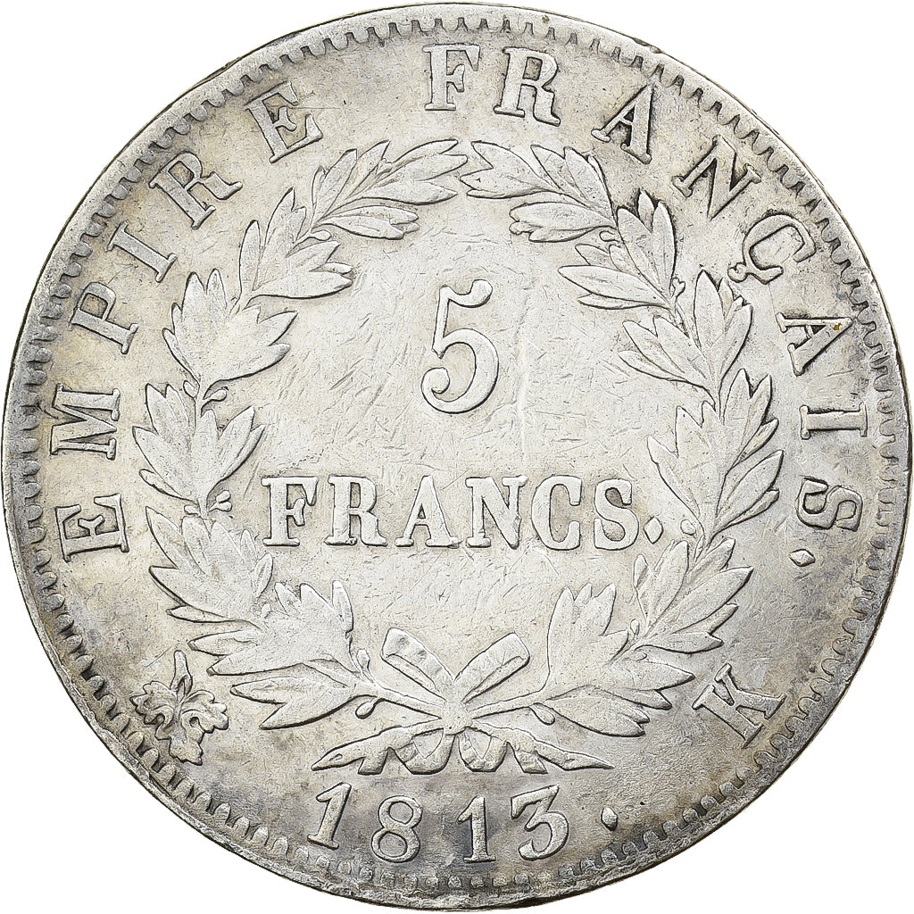 Frankrijk, 5 Francs, Napoléon I, 1813, Bordeaux, Zilver, FR+, Gadoury:584