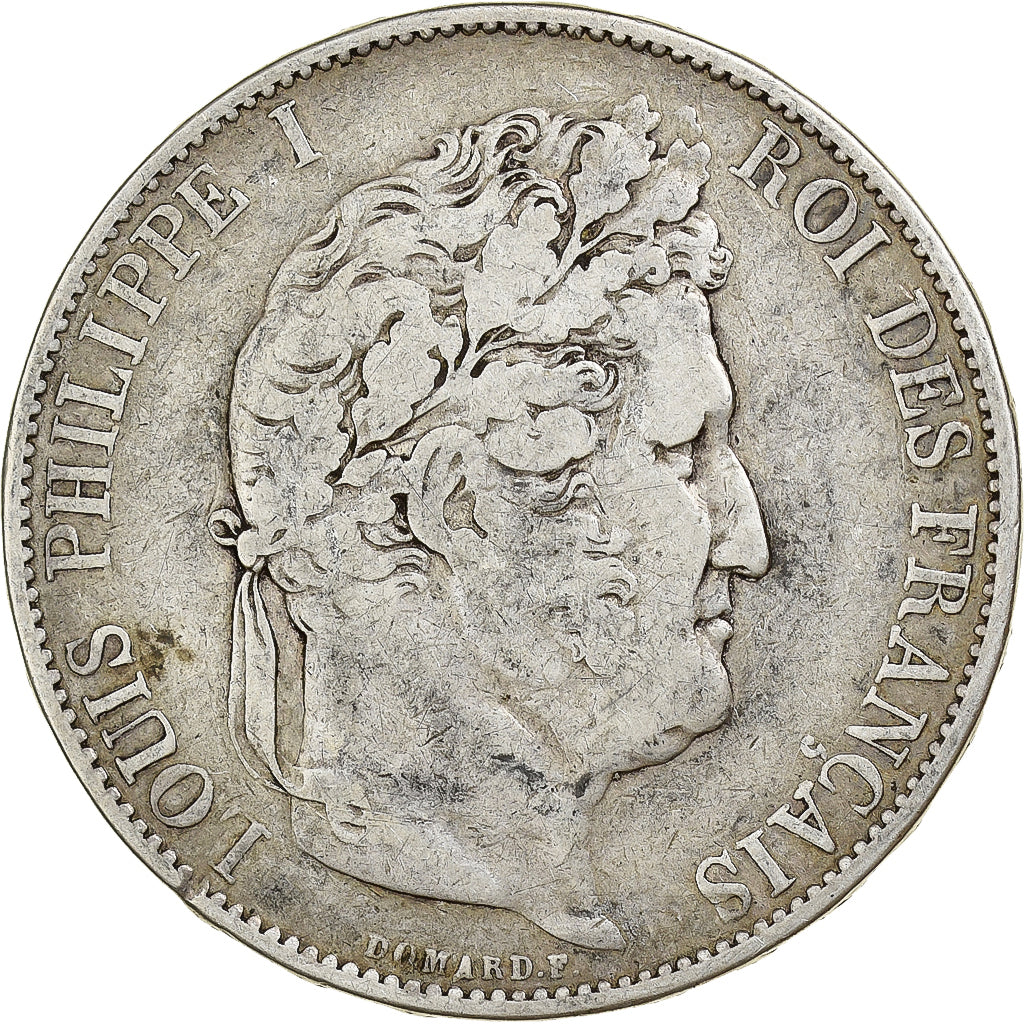Francia, 5 Francs, Louis-Philippe, 1844, Bordeaux, Plata, BC+, Gadoury:678a
