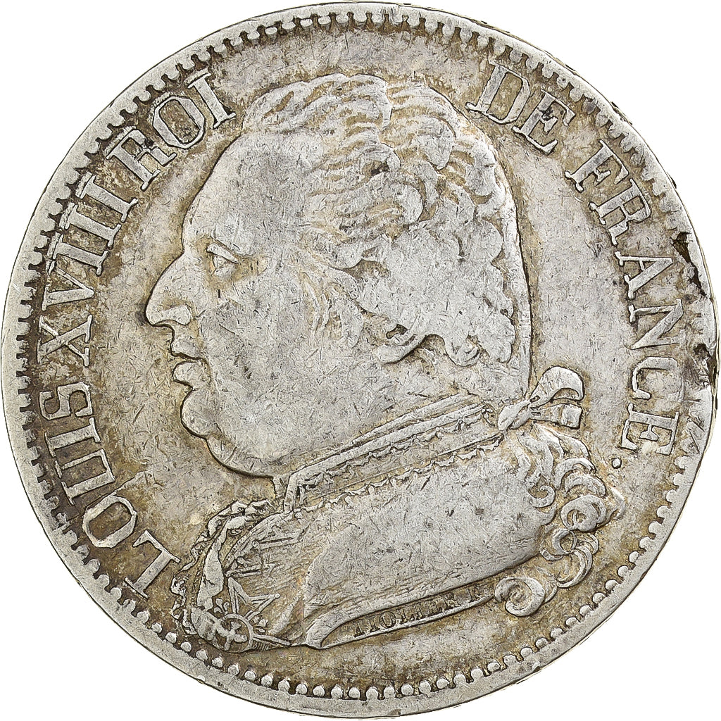 Frankrijk, 5 Francs, Louis XVIII, 1815, Limoges, Zilver, FR+, Gadoury:591