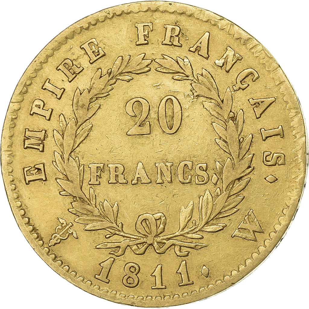 Frankrijk, 20 Francs, Napoléon I, 1811, Lille, Goud, ZF, Gadoury:1025