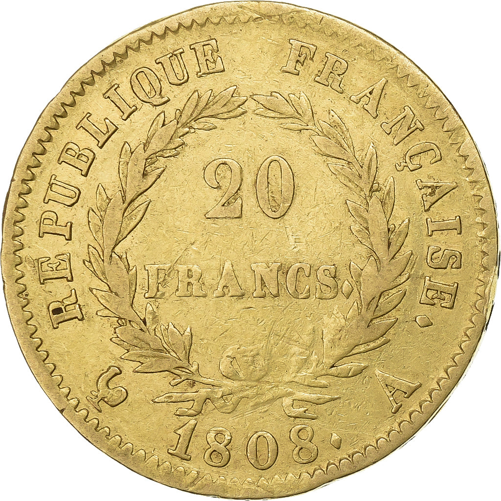 Frankreich, 20 Francs, Napoléon I, 1808, Paris, Gold, SS+, Gadoury:1024