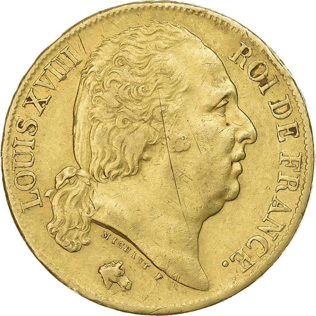 Francia, 20 Francs, Louis XVIII, 1817, Paris, Oro, MBC, Gadoury:1028, KM:712.1