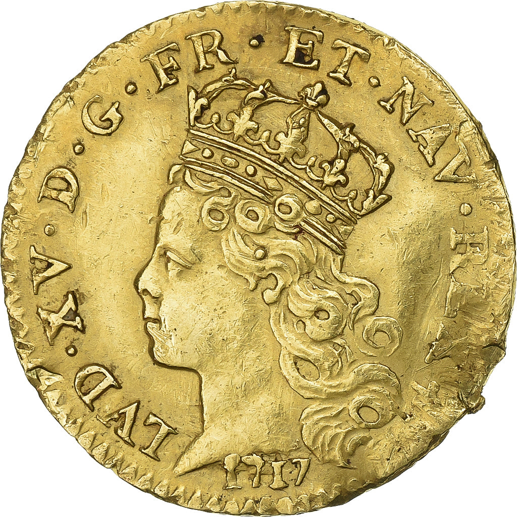 Francja, Louis XV, 1/4 louis d'or de Noailles, 1717, Paris, Złoto, EF(40-45)