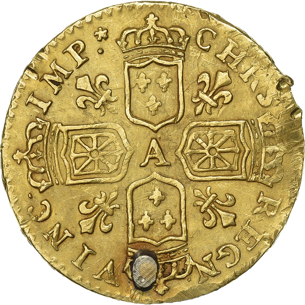 Francja, Louis XV, 1/4 louis d'or de Noailles, 1717, Paris, Złoto, EF(40-45)