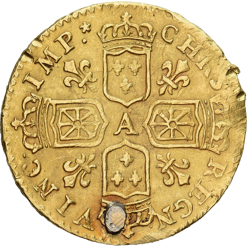 Francja, Louis XV, 1/4 louis d'or de Noailles, 1717, Paris, Złoto, EF(40-45)