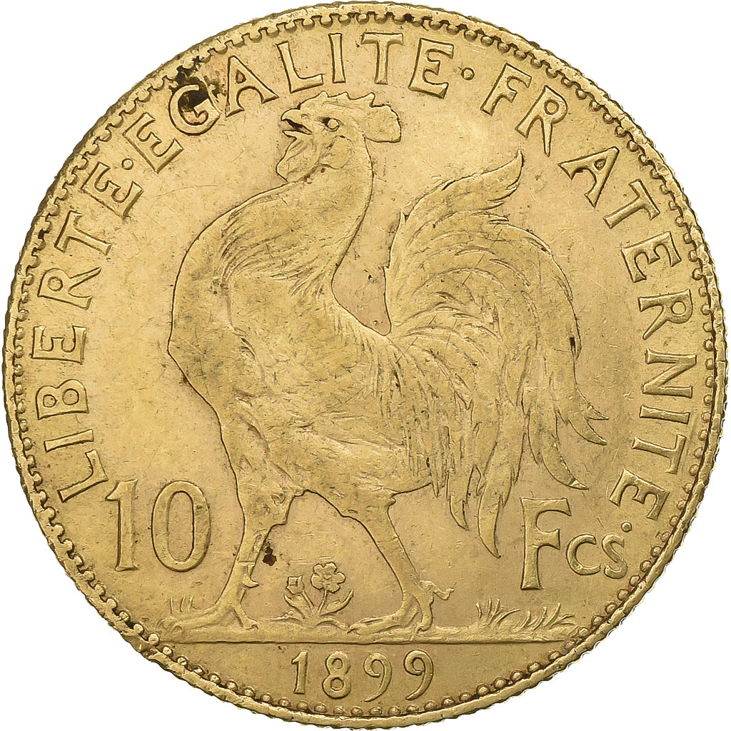 France, 10 Francs, Marianne, 1899, Paris, Gold, AU(50-53), Gadoury:1017, KM:846