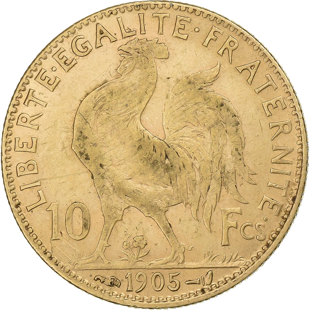 France, 10 Francs, Marianne, 1905, Paris, Gold, EF(40-45), KM:846
