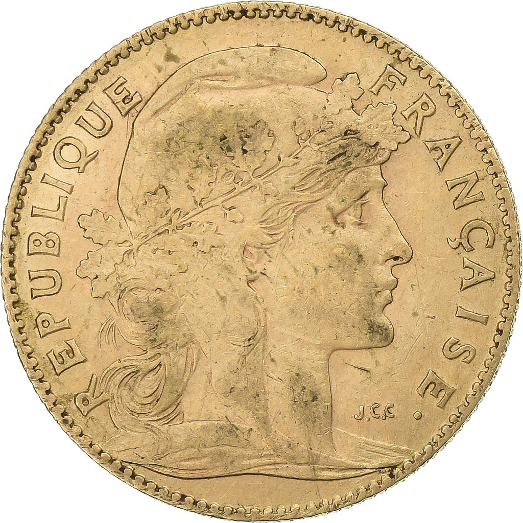 France, 10 Francs, Marianne, 1907, Paris, Gold, EF(40-45), KM:846