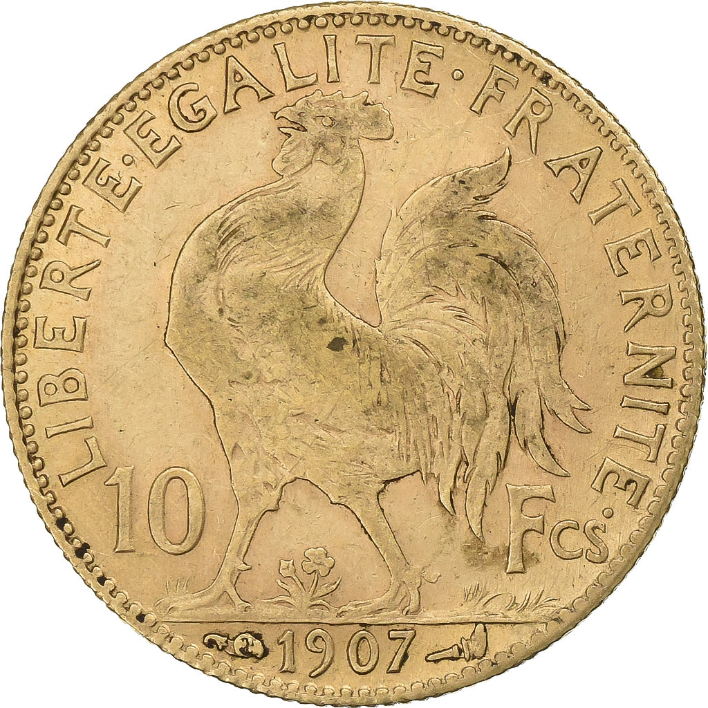 France, 10 Francs, Marianne, 1907, Paris, Gold, EF(40-45), KM:846
