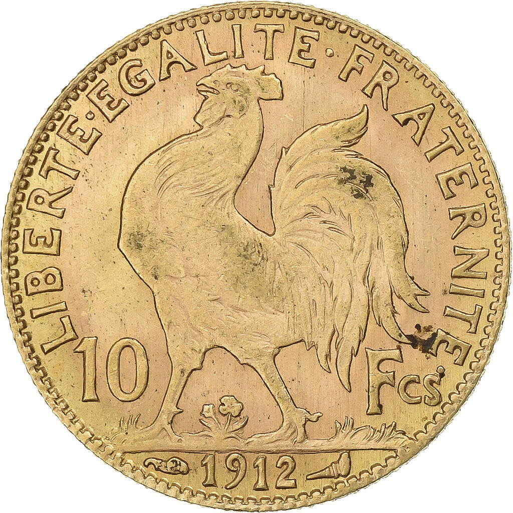 Francia, 10 Francs, Marianne, 1912, Paris, Oro, BB, Gadoury:1017, KM:846