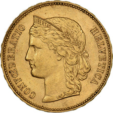 Suiza, 20 Francs, Helvetia, 1893, Bern, Oro, MBC, KM:31