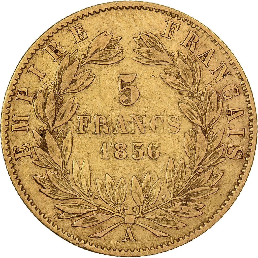 France, 5 Francs, Napoléon III, 1856, Paris, Gold, VF(30-35), Gadoury:1001