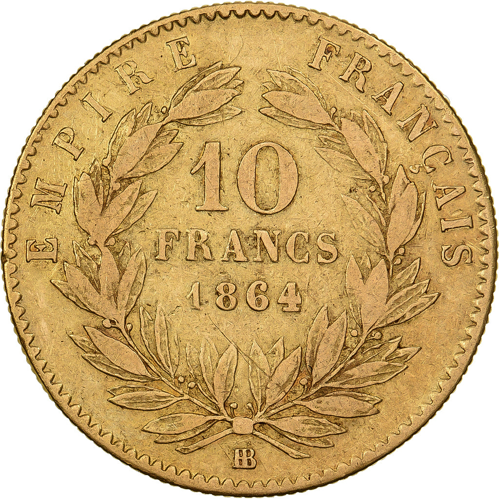 France, 10 Francs, Napoléon III, 1864, Strasbourg, Or, TB+, Gadoury:1015