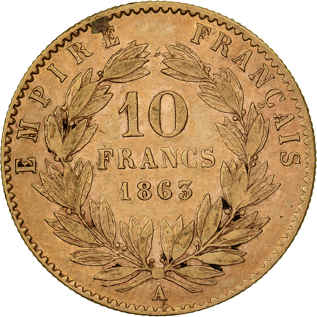 France, 10 Francs, Napoléon III, 1863, Paris, Or, TTB+, Gadoury:1015, KM:800.1