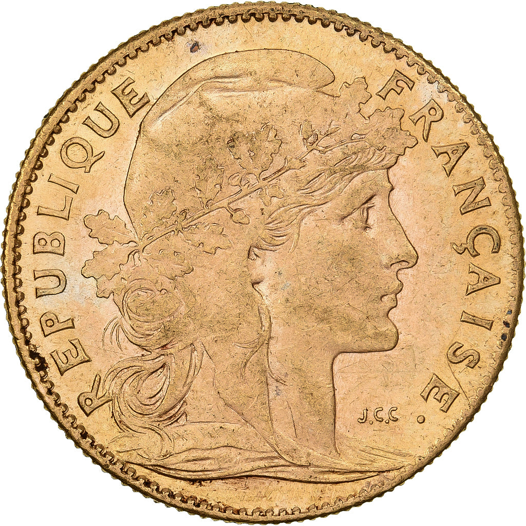 France, 10 Francs, Marianne Coq, 1905, Paris, Or, SUP, KM:846