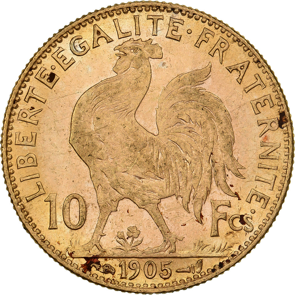 France, 10 Francs, Marianne Coq, 1905, Paris, Or, SUP, KM:846