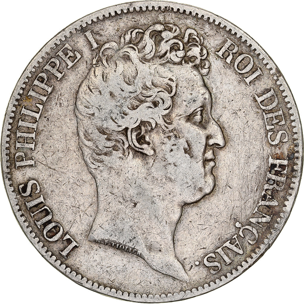 France, 5 Francs, Louis-Philippe, 1830, Lyon, Silver, VF(20-25), Gadoury:676