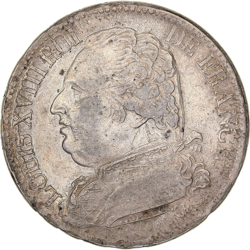 Francja, 5 Francs, Louis XVIII, 1815, Bayonne, Srebro, VF(30-35), Gadoury:591