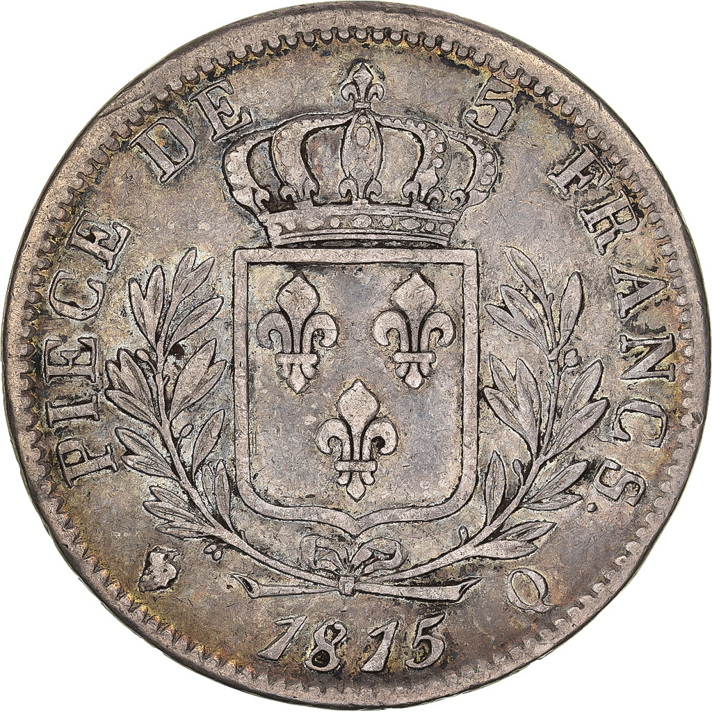 France, 5 Francs, Louis XVIII, 1815, Perpignan, Argent, TB+, Gadoury:591