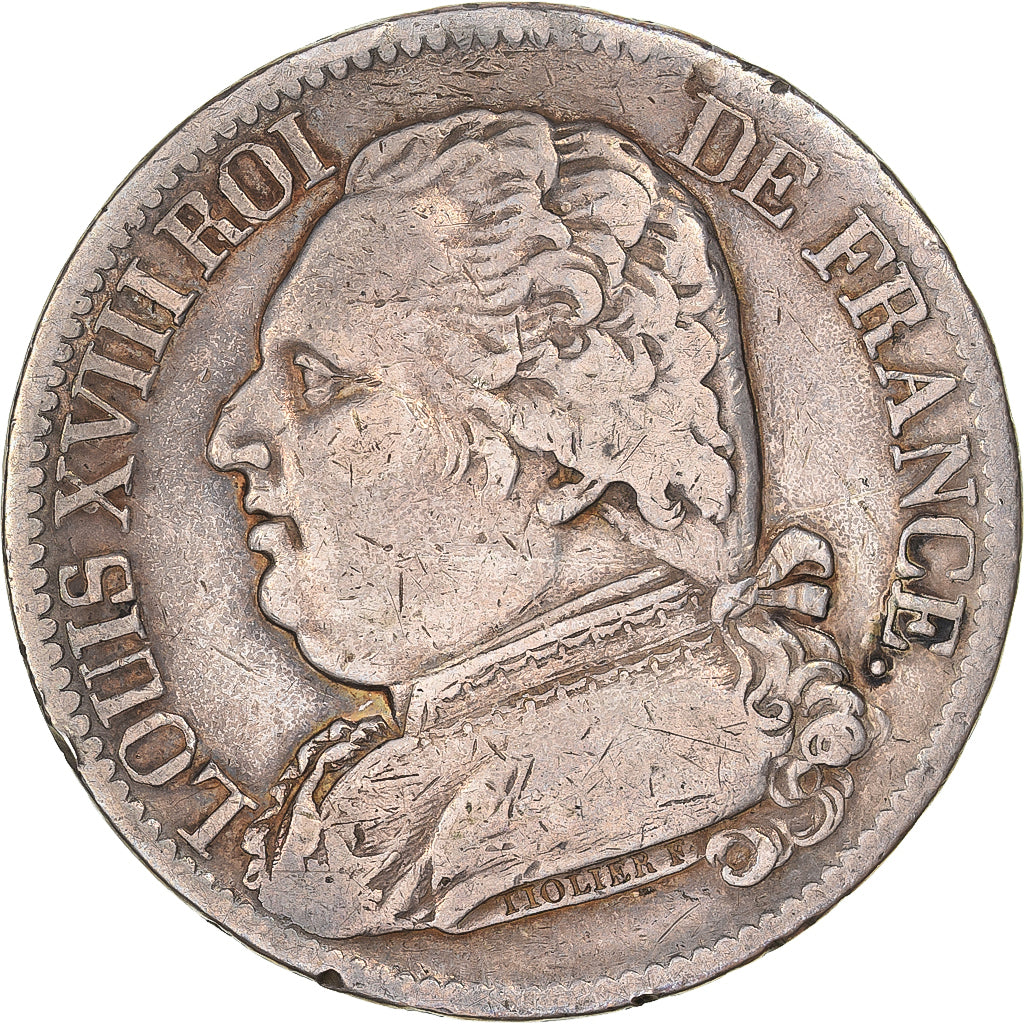 France, 5 Francs, Louis XVIII, 1814, Toulouse, Silver, VF(20-25), Gadoury:591