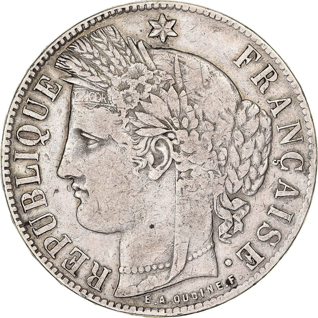 France, 5 Francs, Cérès, 1870, Bordeaux, Silver, VF(20-25), Gadoury:742