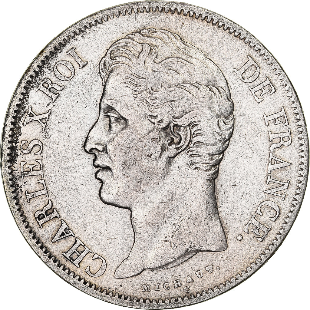 Francja, 5 Francs, Charles X, 1829, Paris, Srebro, VF(30-35), Gadoury:644