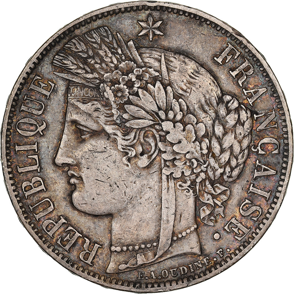 Francja, 5 Francs, Cérès, 1870, Paris, Srebro, EF(40-45), Gadoury:742