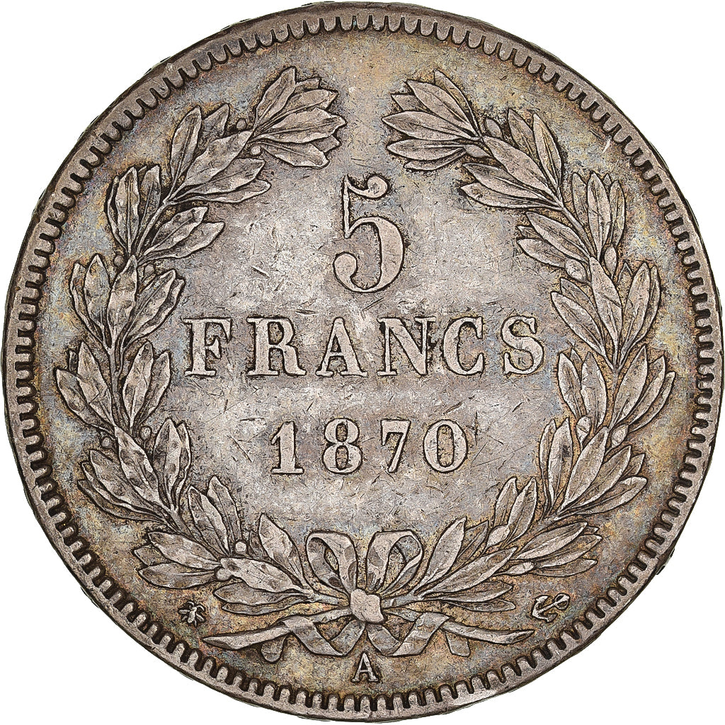 Francja, 5 Francs, Cérès, 1870, Paris, Srebro, EF(40-45), Gadoury:742