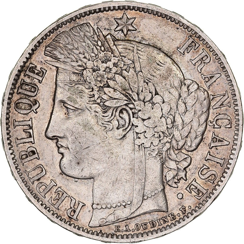 Francja, 5 Francs, Cérès, 1870, Paris, Srebro, EF(40-45), Gadoury:742