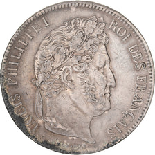 France, 5 Francs, Louis-Philippe, 1838, Paris, Silver, EF(40-45), Gadoury:678