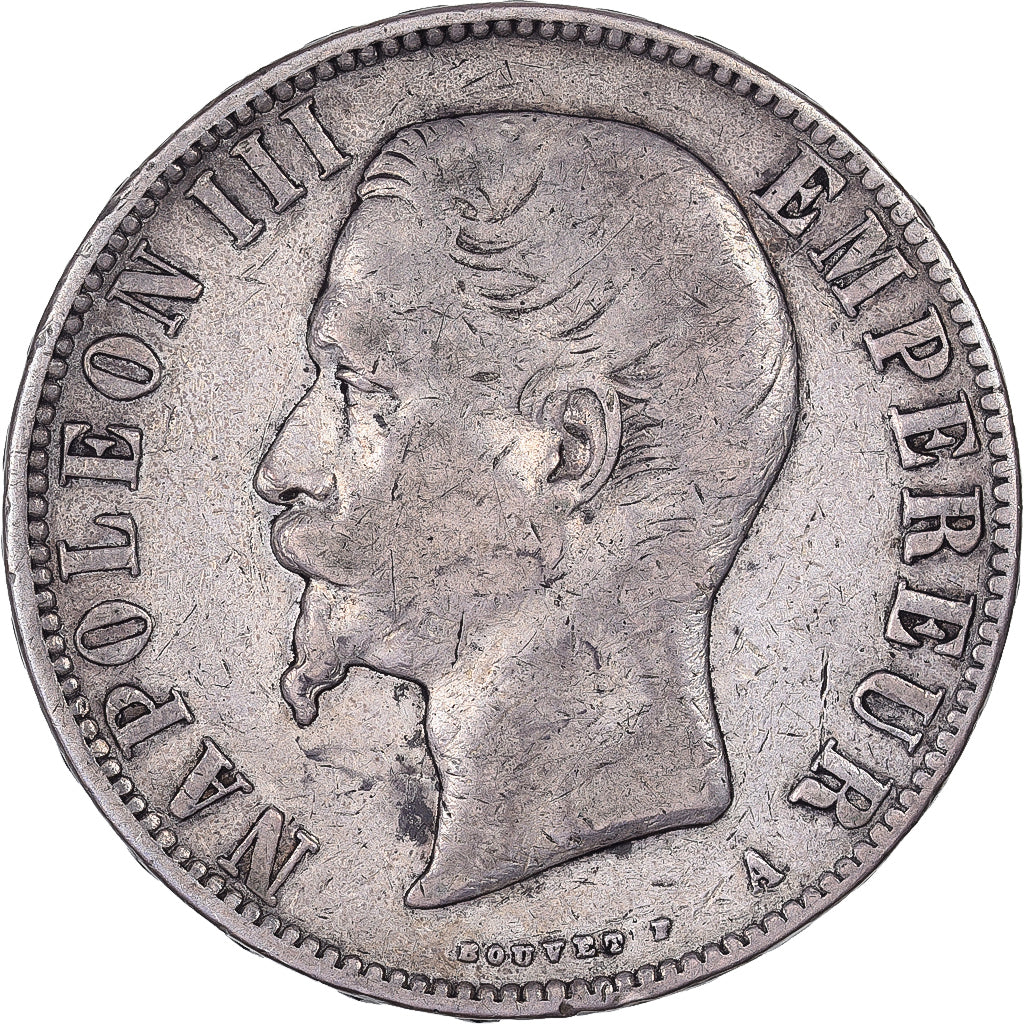 França, 5 Francs, Napoléon III, 1856, Paris, Prata, VF(20-25), Gadoury:734