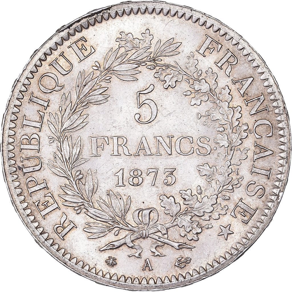 France, 5 Francs, Hercule, 1873, Paris, Silver, MS(60-62), Gadoury:745a, Le