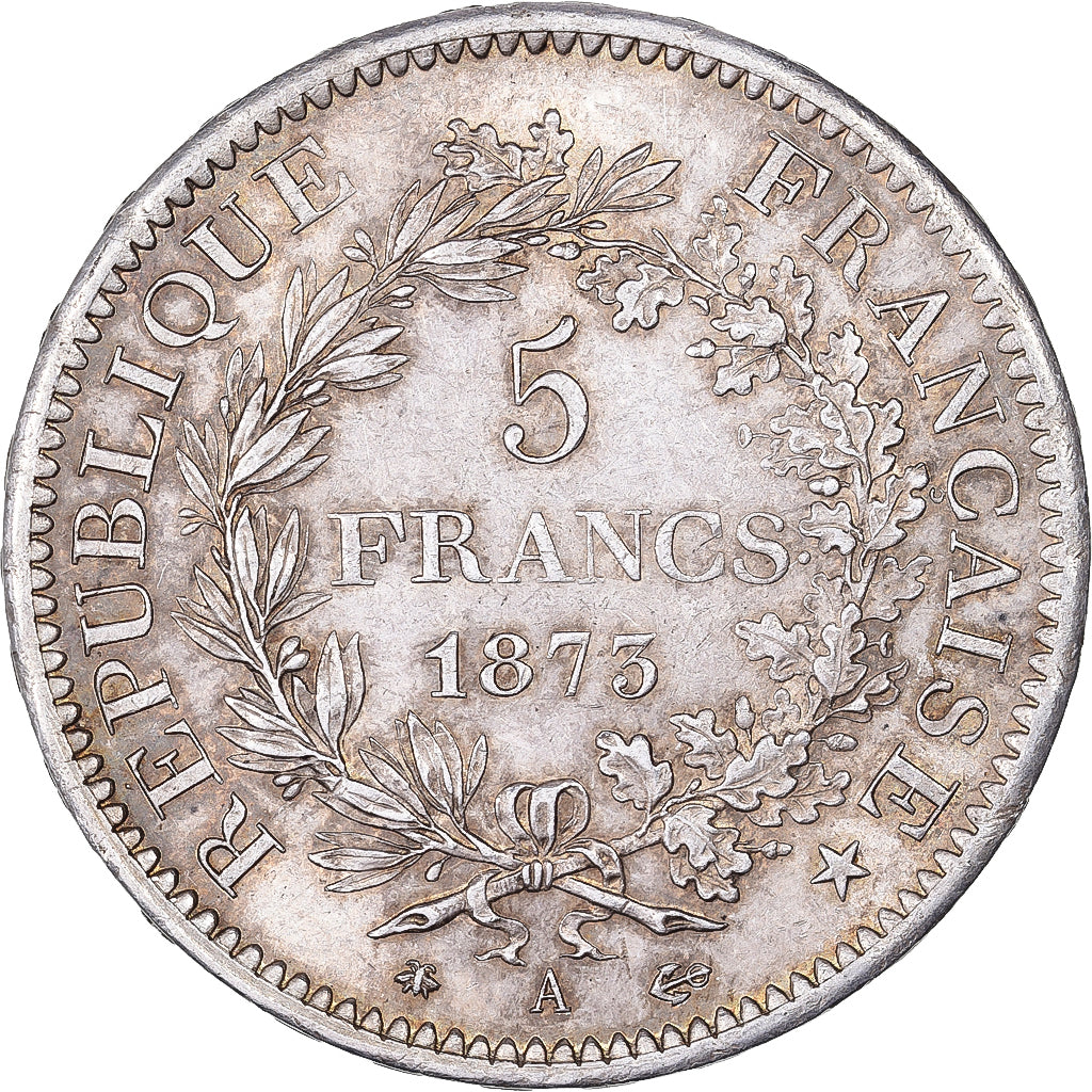 França, 5 Francs, Hercule, 1873, Paris, Prata, MS(60-62), Gadoury:745a, Le