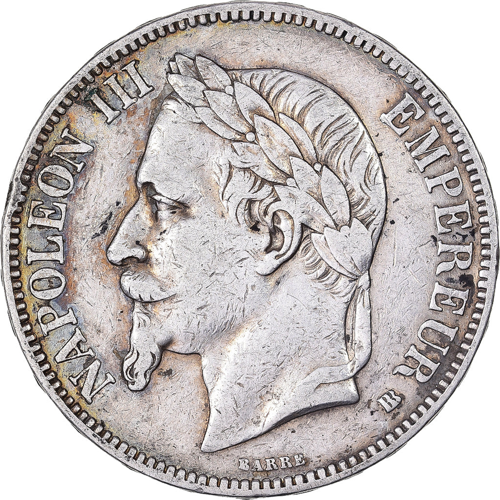 France, 5 Francs, Napoléon III, 1867, Strasbourg, Silver, VF(30-35), KM:799.2