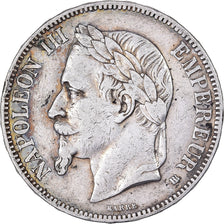 France, 5 Francs, Napoléon III, 1867, Strasbourg, Silver, VF(30-35), KM:799.2