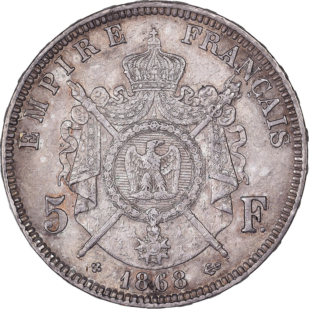 Frankreich, 5 Francs, Napoléon III, 1868, Strasbourg, Silber, SS, Gadoury:739