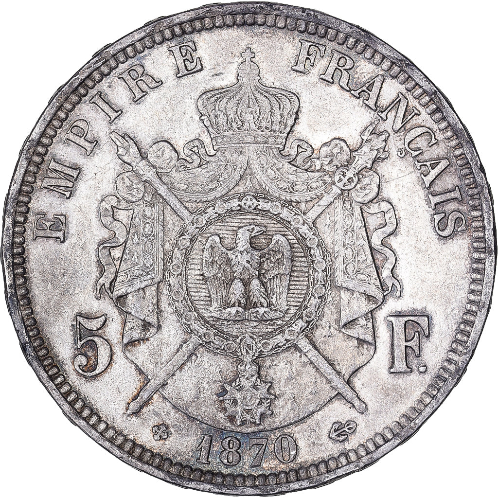 Francia, 5 Francs, Napoléon III, 1870, Strasbourg, Argento, BB, Gadoury:739