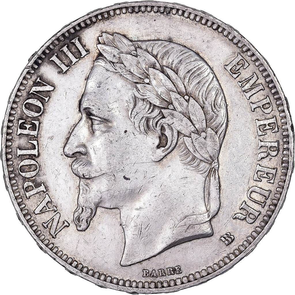 France, 5 Francs, Napoléon III, 1870, Strasbourg, Silver, EF(40-45)