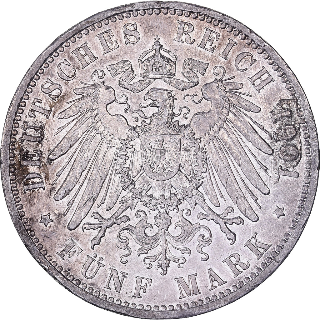 German States, PRUSSIA, Wilhelm II, 5 Mark, 1901, Berlin, Silver, EF(40-45)