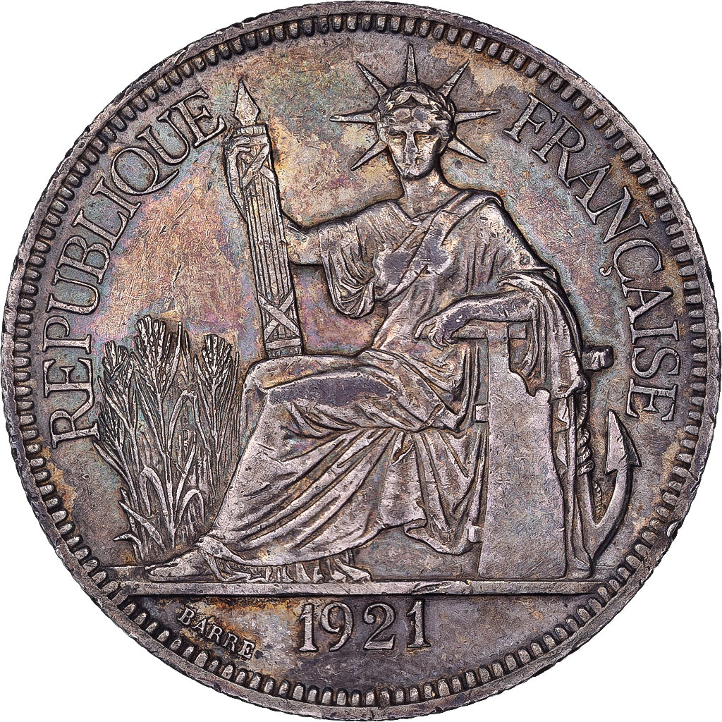 Moneda, INDOCHINA FRANCESA, Piastre, 1921, Heaton, Birmingham, MBC, Plata
