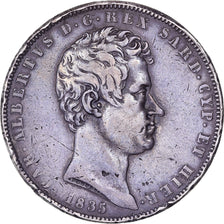 STATI ITALIANI, SARDINIA, Carlo Alberto, 5 Lire, 1835, Genoa, Argento, MB