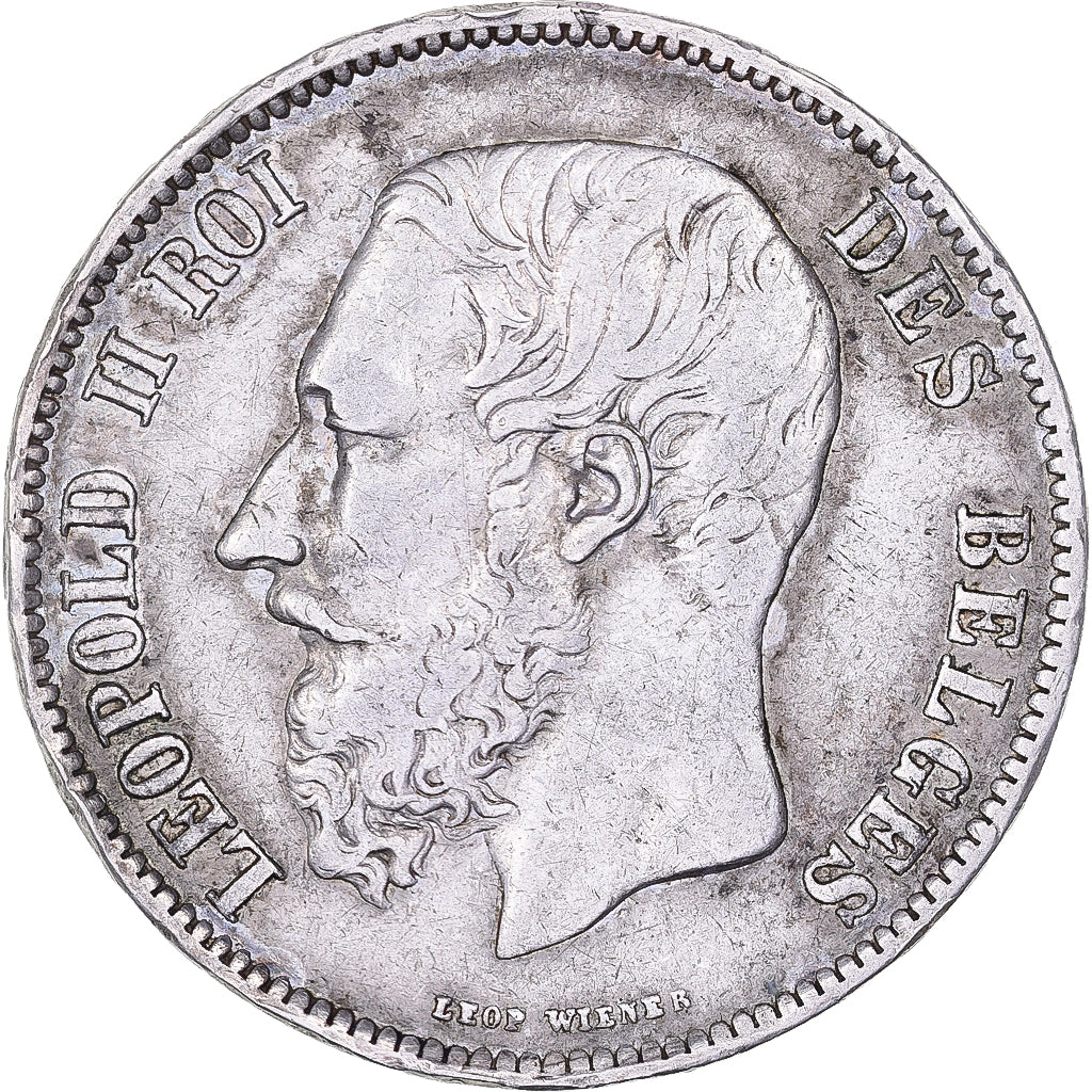 Belgium, Leopold II, 5 Francs, 5 Frank, 1868, Brussels, Tranche fautée, Silver