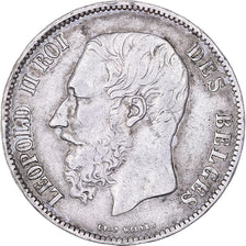 Belgium, Leopold II, 5 Francs, 5 Frank, 1868, Brussels, Tranche fautée, Silver