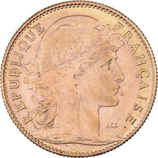 Francja, 10 Francs, Marianne Coq, 1910, Paris, Złoto, AU(50-53), Gadoury:1017
