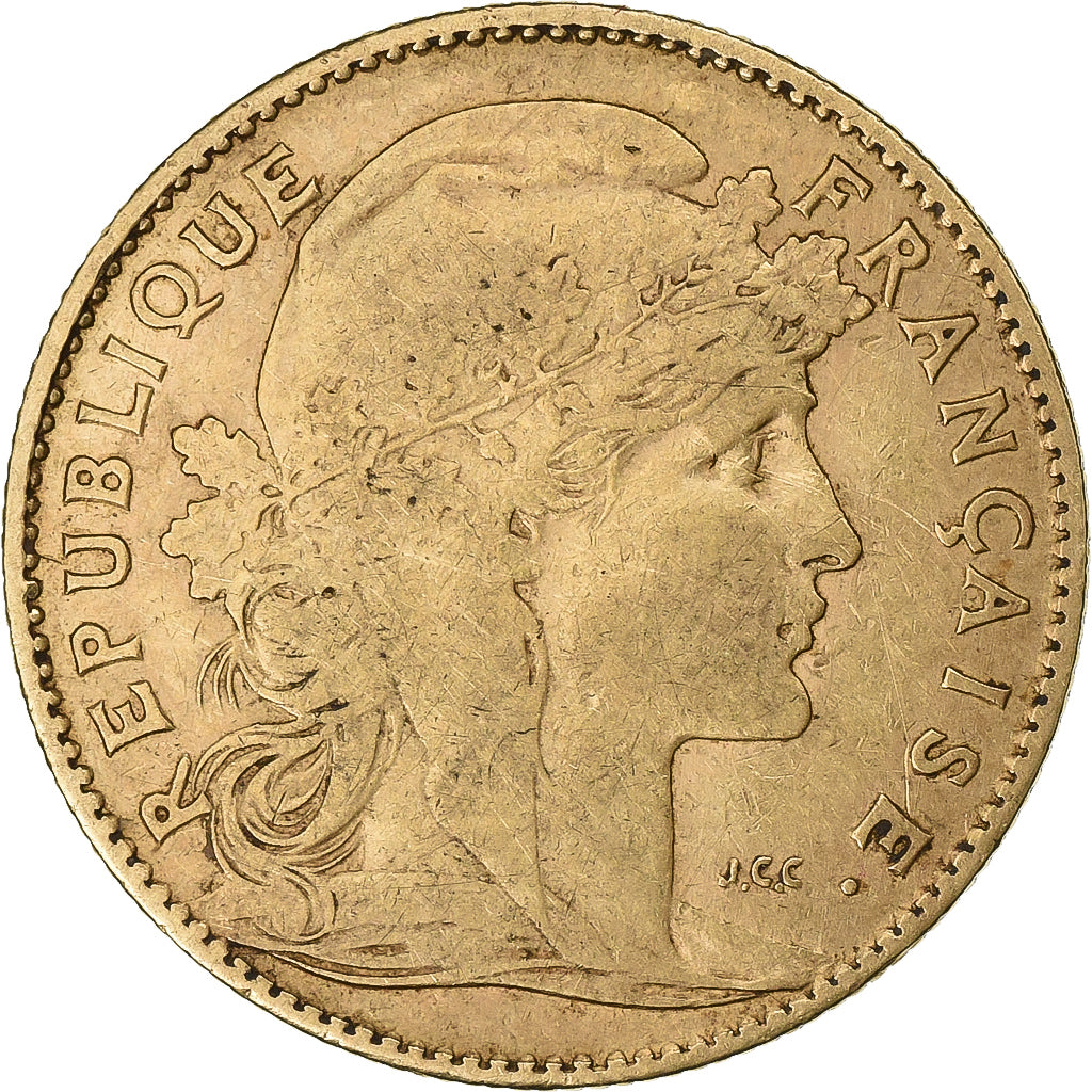 Francia, 10 Francs, Marianne Coq, 1905, Paris, Oro, BB, KM:846