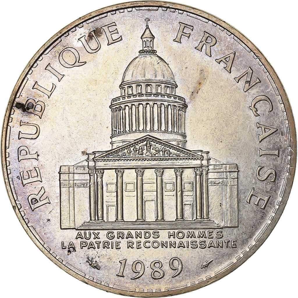 França, 100 Francs, Panthéon, 1989, Paris, Prata, MS(60-62), Gadoury:898, Le