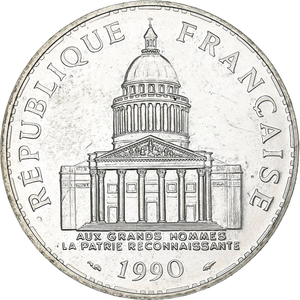Francia, 100 Francs, Panthéon, 1990, Paris, Plata, EBC+, Gadoury:898, KM:951.1