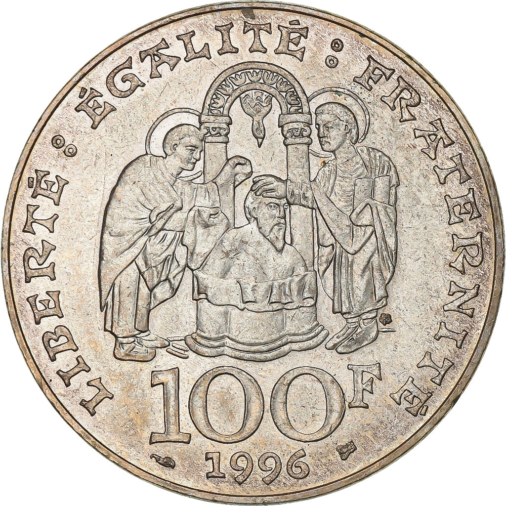 France, 100 Francs, Clovis, 1996, MDP, Silver, MS(60-62), KM:1180